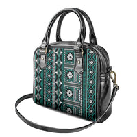 Fiji Masi Tapa Pattern Teal Shoulder Handbag - Polynesian Pride