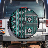 Fiji Masi Tapa Pattern Teal Spare Tire Cover - Polynesian Pride