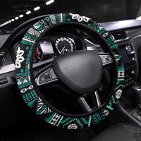 Fiji Masi Tapa Pattern Teal Steering Wheel Cover - Polynesian Pride