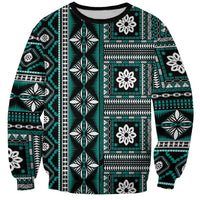 Fiji Masi Tapa Pattern Teal Sweatshirt - Polynesian Pride