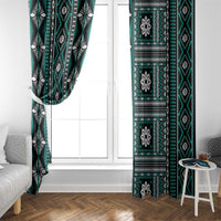 Fiji Masi Tapa Pattern Teal Window Curtain - Polynesian Pride
