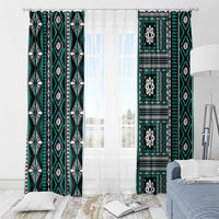 Fiji Masi Tapa Pattern Teal Window Curtain - Polynesian Pride