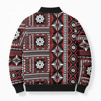 Fiji Masi Tapa Pattern Red Bomber Puffer Jacket - Polynesian Pride