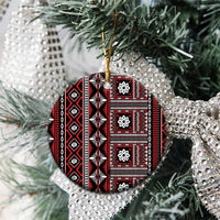 Fiji Masi Tapa Pattern Red Ceramic Ornament - Polynesian Pride