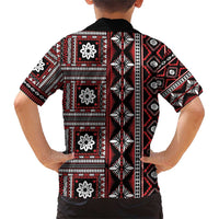 Fiji Masi Tapa Pattern Red Family Matching Short Sleeve Bodycon Dress and Hawaiian Shirt - Polynesian Pride