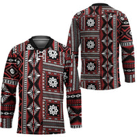 Fiji Masi Tapa Pattern Red Hockey Jersey - Polynesian Pride