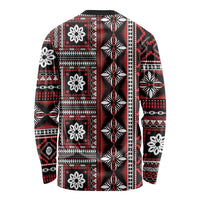 Fiji Masi Tapa Pattern Red Long Sleeve Shirt - Polynesian Pride