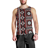 Fiji Masi Tapa Pattern Red Men Tank Top - Polynesian Pride