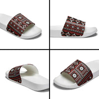 Fiji Masi Tapa Pattern Red Slide Sandals - Polynesian Pride