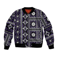 Fiji Masi Tapa Pattern Purple Bomber Jacket - Polynesian Pride