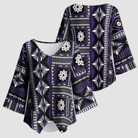 Fiji Masi Tapa Pattern Purple Kimono Sleeve Blouse - Polynesian Pride