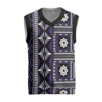 Fiji Masi Tapa Pattern Purple Christmas Knitted V-Neck Vest - Polynesian Pride