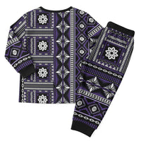 Fiji Masi Tapa Pattern Purple Christmas Pajama Set - Polynesian Pride