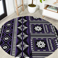 Fiji Masi Tapa Pattern Purple Round Carpet LT01 Purple - Polynesian Pride