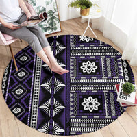 Fiji Masi Tapa Pattern Purple Round Carpet LT01 - Polynesian Pride