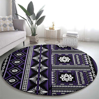 Fiji Masi Tapa Pattern Purple Round Carpet LT01 - Polynesian Pride