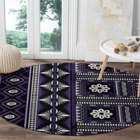 Fiji Masi Tapa Pattern Purple Round Carpet LT01 - Polynesian Pride
