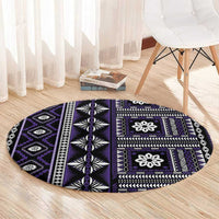 Fiji Masi Tapa Pattern Purple Round Carpet LT01 - Polynesian Pride