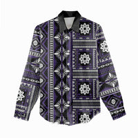 Fiji Masi Tapa Pattern Purple Women Casual Shirt - Polynesian Pride