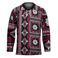 Fiji Masi Tapa Pattern Pink Hockey Jersey - Polynesian Pride