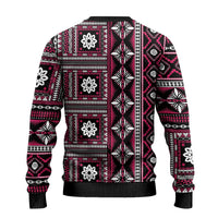 Fiji Masi Tapa Pattern Pink Ugly Christmas Sweater - Polynesian Pride