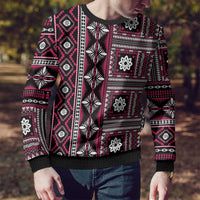 Fiji Masi Tapa Pattern Pink Ugly Christmas Sweater - Polynesian Pride