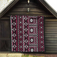 Fiji Masi Tapa Pattern Pink Quilt - Polynesian Pride