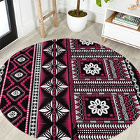 Fiji Masi Tapa Pattern Pink Round Carpet LT01 Pink - Polynesian Pride