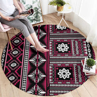 Fiji Masi Tapa Pattern Pink Round Carpet LT01 - Polynesian Pride