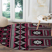 Fiji Masi Tapa Pattern Pink Round Carpet LT01 - Polynesian Pride