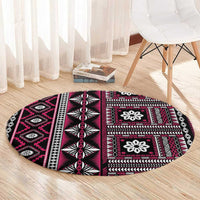 Fiji Masi Tapa Pattern Pink Round Carpet LT01 - Polynesian Pride