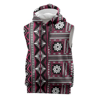 Fiji Masi Tapa Pattern Pink Sleeveless Zip Hoodie - Polynesian Pride