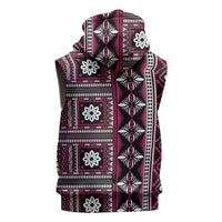Fiji Masi Tapa Pattern Pink Sleeveless Zip Hoodie - Polynesian Pride