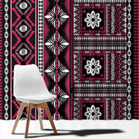 Fiji Masi Tapa Pattern Pink Window Curtain - Polynesian Pride