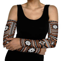 Fiji Masi Tapa Pattern Orange Arm Sleeves - Polynesian Pride