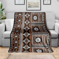 Fiji Masi Tapa Pattern Orange Blanket - Polynesian Pride