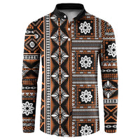 Fiji Masi Tapa Pattern Orange Button Sweatshirt - Polynesian Pride