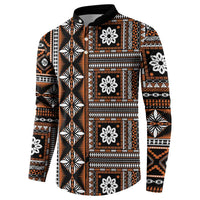 Fiji Masi Tapa Pattern Orange Button Sweatshirt - Polynesian Pride