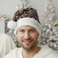 Fiji Masi Tapa Pattern Orange Christmas Santa Hat - Polynesian Pride
