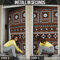 Fiji Masi Tapa Pattern Orange Door Cover - Polynesian Pride