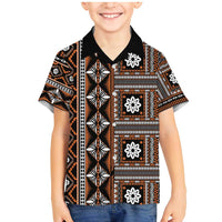 Fiji Masi Tapa Pattern Orange Family Matching Mermaid Dress and Hawaiian Shirt - Polynesian Pride