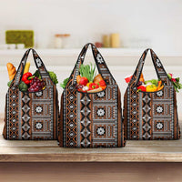 Fiji Masi Tapa Pattern Orange Grocery Bag - Polynesian Pride