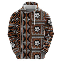 Fiji Masi Tapa Pattern Orange Hoodie - Polynesian Pride