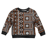 Fiji Masi Tapa Pattern Orange Kid Ugly Christmas Sweater - Polynesian Pride