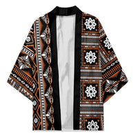 Fiji Masi Tapa Pattern Orange Kimono - Polynesian Pride