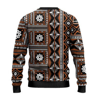 Fiji Masi Tapa Pattern Orange Ugly Christmas Sweater - Polynesian Pride