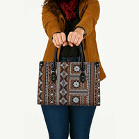 Fiji Masi Tapa Pattern Orange Leather Bag - Polynesian Pride
