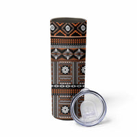 Fiji Masi Tapa Pattern Orange Skinny Tumbler - Polynesian Pride