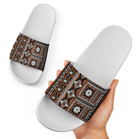 Fiji Masi Tapa Pattern Orange Slide Sandals - Polynesian Pride
