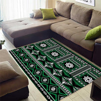 Fiji Masi Tapa Pattern Green Area Rug - Polynesian Pride